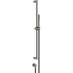 Βέργα ντους 80cm από inox Brushed Steel με τηλέφωνο & σπιράλ, χρώμα: Χρωμέ επιφάνεια: Βουρτσισμένη