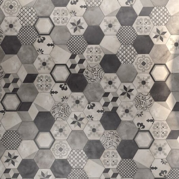 Patchwork πλακιδίου 21,6x25 Ιταλίας, σχήμα: Εξάγωνο Α’ διαλογής επιφάνεια: Ματ naturale, 9mm, απόχρωση: Mix Patchwork