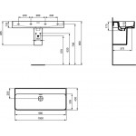 Washbasin Wall-mounted 100x43x13 semi pedestal / With overflow / no pedestal With 1 bowl Without hole material: Porcelain, color: White surface: Glossy Wall-mounted Washbasin Wall-mounted 100x43x13 semi pedestal / With overflow / no pedestal With 1 bowl Without hole material: Porcelain, color: White surface: Glossy Wall-mounted
