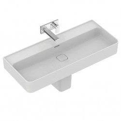 Washbasin Wall-mounted 100x43x13 semi pedestal / With overflow / no pedestal With 1 bowl Without hole material: Porcelain, color: White surface: Glossy Wall-mounted