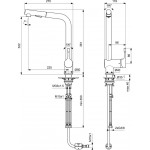 Kitchen tap Deck-mounted material: Brass With Pull-Out Spray 2 jets, color: Chrome surface: Glossy Deck-mounted