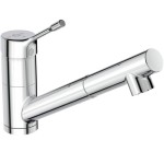 Kitchen tap Deck-mounted material: Brass with shower, color: Chrome surface: Glossy Deck-mounted Kitchen tap Deck-mounted material: Brass with shower, color: Chrome surface: Glossy Deck-mounted
