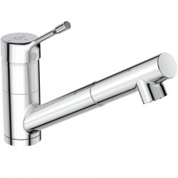 Μπαταρία κουζίνας επικαθήμενη από ορείχαλκο με ντους, χρώμα: Χρωμέ επιφάνεια: Γυαλιστερή Επικαθήμενες