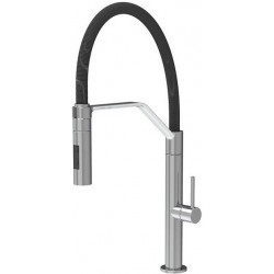 Μπαταρία κουζίνας επικαθήμενη από ορείχαλκο με ντους, χρώμα: Χρωμέ/Μαύρο επιφάνεια: Γυαλιστερή Επικαθήμενες