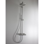 Shower tap with showerpipe and overhead shower Wall-mounted material: Inox mixer, color: Chrome surface: Brushed Wall-mounted exposed with showerpipe and overhead shower Shower tap with showerpipe and overhead shower Wall-mounted material: Inox mixer, color: Chrome surface: Brushed Wall-mounted exposed with showerpipe and overhead shower