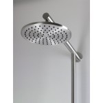 Shower tap with showerpipe and overhead shower Wall-mounted material: Inox mixer, color: Chrome surface: Brushed Wall-mounted exposed with showerpipe and overhead shower