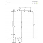 Shower tap with showerpipe and overhead shower Wall-mounted material: Inox mixer, color: Chrome surface: Brushed Wall-mounted exposed with showerpipe and overhead shower