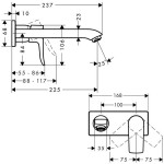 Wash basin tap Wall-mounted - external part mixer With non-closing waste set With plate, color: Chrome 22,5cm material: Brass surface: Glossy Wash basin tap Wall-mounted - external part mixer With non-closing waste set With plate, color: Chrome 22,5cm material: Brass surface: Glossy