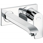 Wash basin tap Wall-mounted - external part mixer With non-closing waste set With plate, color: Chrome 22,5cm material: Brass surface: Glossy Wash basin tap Wall-mounted - external part mixer With non-closing waste set With plate, color: Chrome 22,5cm material: Brass surface: Glossy