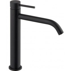 Wash basin tap Deck-mounted L size material: Brass mixer With push-open waste set Slim Black Matt, color: Black surface: Matt
