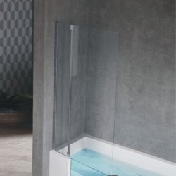 Bathtub enclosure Linear 80x150 6mm opening left, 2V80 Compy, transparent crystal glass surface: Glossy, color: Chrome Linear