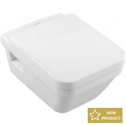 Wall-mounted toilet & toilet seat soft closing, style: Wrapover Rimless DirectFlush 53x37 surface: Glossy, color: White