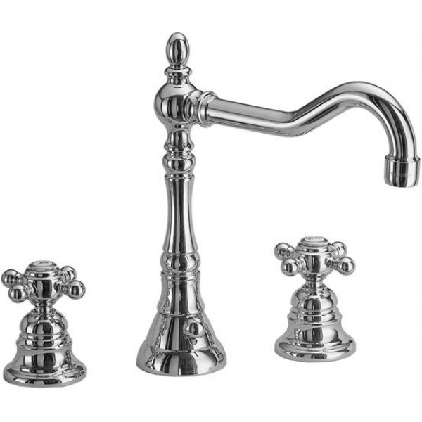 Wash basin tap Deck-mounted dual-level L size material: Brass With push-open waste set, color: Chrome surface: Glossy Deck-mounted Wash basin tap Deck-mounted dual-level L size material: Brass With push-open waste set, color: Chrome surface: Glossy Deck-mounted