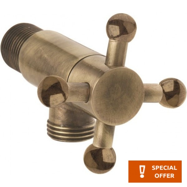 Διακόπτης γωνιακός από ορείχαλκο, χρώμα: Μπρονζέ επιφάνεια: Βουρτσισμένη Διακόπτες, Κάνουλες