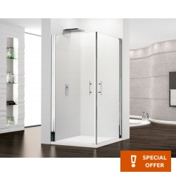 Καμπίνα ντουζιέρας τετράγωνη 60x60x190 8mm ανοιγόμενη 2G60 (60-63) κρύσταλλο διαφανές, Silver επιφάνεια: Βουρτσισμένη, χρώμα: Χρωμέ Τετράγωνες