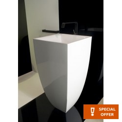 Νιπτήρας επιδαπέδιος 45x45x90 από crystal plant χωρίς οπή, χωρίς υπερχείλιση, χρώμα: Λευκό επιφάνεια: Γυαλιστερή Επιδαπέδιοι