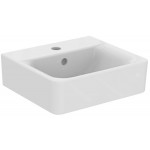Washbasin Wall-mounted 40x36x12,5 semi pedestal / no pedestal With 1 bowl With hole in the middle material: Porcelain, color: White surface: Glossy Wall-mounted Washbasin Wall-mounted 40x36x12,5 semi pedestal / no pedestal With 1 bowl With hole in the middle material: Porcelain, color: White surface: Glossy Wall-mounted