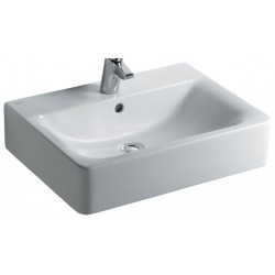 Νιπτήρας ελευθέρας τοποθέτησης 60x46x14 από πορσελάνη με μία οπή με υπερχείλιση, χρώμα: Λευκό επιφάνεια: Γυαλιστερή Ελευθέρας τοποθέτησης