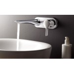 Wash basin tap Wall-mounted concealed - complete set material: Brass With plate Without waste 23,3cm, color: Chrome surface: Glossy Wall-mounted - external part