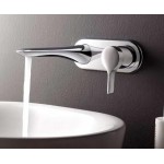 Wash basin tap Wall-mounted concealed - complete set material: Brass With plate Without waste 23,3cm, color: Chrome surface: Glossy Wall-mounted - external part