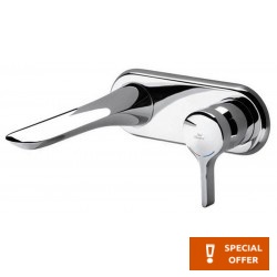 Wash basin tap Wall-mounted concealed - complete set material: Brass With plate Without waste 23,3cm, color: Chrome surface: Glossy Wall-mounted - external part