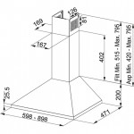 Absorber Chimney wall 60x47,1, style: 145 W soft, FJO 604 W XS, color: Chrome Wall-mounted chimney hoods