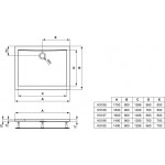 Shower tray Rectangular 140x80 material: Acrylic, color: White surface: Glossy Rectangular