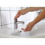 Wash basin tap Deck-mounted material: Brass S size self-closing Without waste, color: Chrome surface: Glossy Deck-mounted