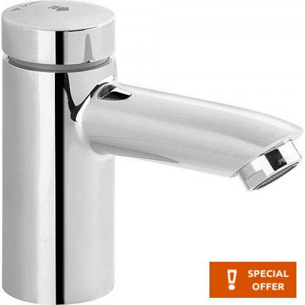 Wash basin tap Deck-mounted material: Brass S size self-closing Without waste, color: Chrome surface: Glossy Deck-mounted
