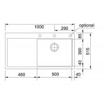 Sink Granite 96x39 right nested / Undermount 1 bowl stone grey, color: Grey Granite