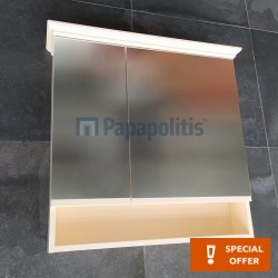 Καθρέπτης, σχήμα: Ορθογώνιο 74x72,5x17 από λάκα & ντουλάπι, χρώμα: Μπεζ Καθρέπτες μπάνιου