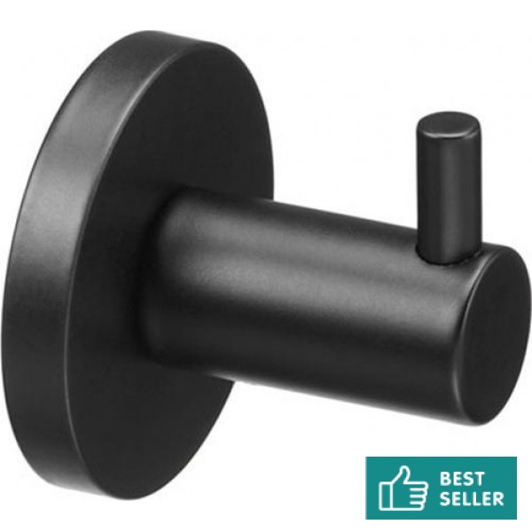 Hook Flat wall mounted material: Brass single, color: Black surface: Matt Hooks Hook Flat wall mounted material: Brass single, color: Black surface: Matt Hooks