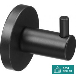 Hook Flat wall mounted material: Brass single, color: Black surface: Matt Hooks
