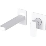 Wash basin tap Wall-mounted concealed - complete set 2 holes material: Brass Without waste, color: White surface: Matt Wall-mounted - external part Wash basin tap Wall-mounted concealed - complete set 2 holes material: Brass Without waste, color: White surface: Matt Wall-mounted - external part