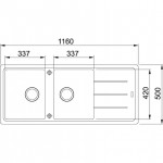 Sink Granite 116x50 left / right nested 2 cabinet, color: Grey Granite