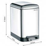 Waste bin material: Inox soft closing 6 lt Closed Floor standing, color: Chrome surface: Glossy Waste bin material: Inox soft closing 6 lt Closed Floor standing, color: Chrome surface: Glossy