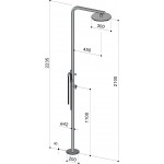Στήλη ντους εξωτερικού χώρου από inox AISI 316, χρώμα: Χρωμέ επιφάνεια: Ματ Εξωτερικού χώρου