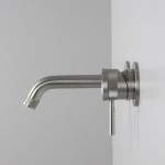 Wash basin tap Wall-mounted concealed - complete set 2 holes material: Inox Without waste 16,3cm, Brushed, color: Chrome surface: Brushed Wall-mounted - external part Wash basin tap Wall-mounted concealed - complete set 2 holes material: Inox Without waste 16,3cm, Brushed, color: Chrome surface: Brushed Wall-mounted - external part