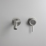 Wash basin tap Wall-mounted concealed - complete set 2 holes material: Inox Without waste 16,3cm, Brushed, color: Chrome surface: Brushed Wall-mounted - external part Wash basin tap Wall-mounted concealed - complete set 2 holes material: Inox Without waste 16,3cm, Brushed, color: Chrome surface: Brushed Wall-mounted - external part