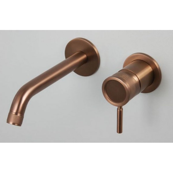 Wash basin tap Wall-mounted concealed - complete set 2 holes material: Inox Without waste 16,3cm, Copper, color: Pink Gold surface: Brushed Wall-mounted - external part