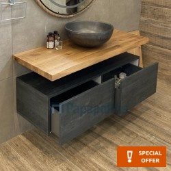 Furniture base without washbasin 120x46x30 material: Wood wall mounted, color: Wood Grey Cabinets without wash basin