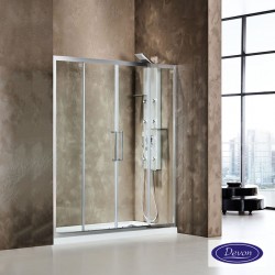 Καμπίνα ντουζιέρας ορθογώνια 150x195 6mm συρόμενη κρύσταλλο διαφανές Clear CleanGlass επιφάνεια: Γυαλιστερή, χρώμα: Χρωμέ