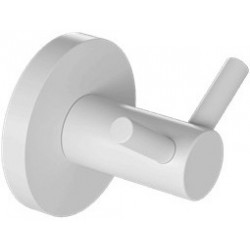 Hook double Flat wall mounted material: Brass, color: White surface: Matt Hooks