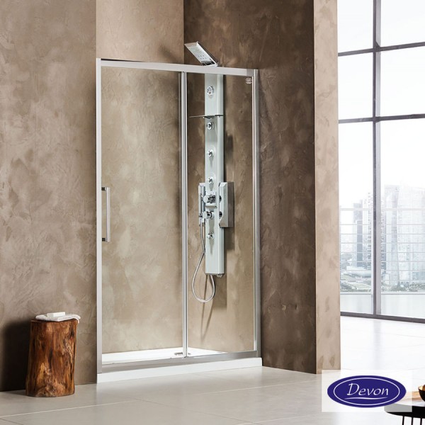 Shower enclosure Linear 110x195 6mm sliding surface: Glossy, color: Chrome Linear