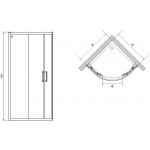 Shower enclosure Quadrant 90x90x195,5 6mm opening transparent crystal surface: Glossy, color: Chrome Quadrant