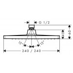 Κεφαλή ντους επίτοιχος τύπος / οροφής 24x24 από ορείχαλκο 1 ροής 240 Ecosmart 9 lt/min, χρώμα: Χρωμέ επιφάνεια: Γυαλιστερή Κεφαλές ντους