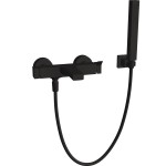 Μπαταρία μπανιέρας επίτοιχη από ορείχαλκο με τηλέφωνο, σπιράλ, στήριγμα Black matt αναμεικτική, χρώμα: Μαύρο επιφάνεια: Ματ Επίτοιχες