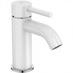 Wash basin tap Deck-mounted material: Brass mixer With pop-up waste set Μ size, color: White surface: Matt Deck-mounted