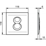 Πλακέτα εντοιχιζόμενου καζανακίου από ABS διπλής ενέργειας με πνευματικό μηχανισμό, χρώμα: Χρωμέ επιφάνεια: Γυαλιστερή Πλακέτες