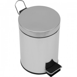 Χαρτοδοχείο Nickel mat, Φ20,5x28cm από ορείχαλκο 5 lt επιδαπέδιος τύπος κλειστό, χρώμα: Χρωμέ επιφάνεια: Ματ Χαρτοδοχεία